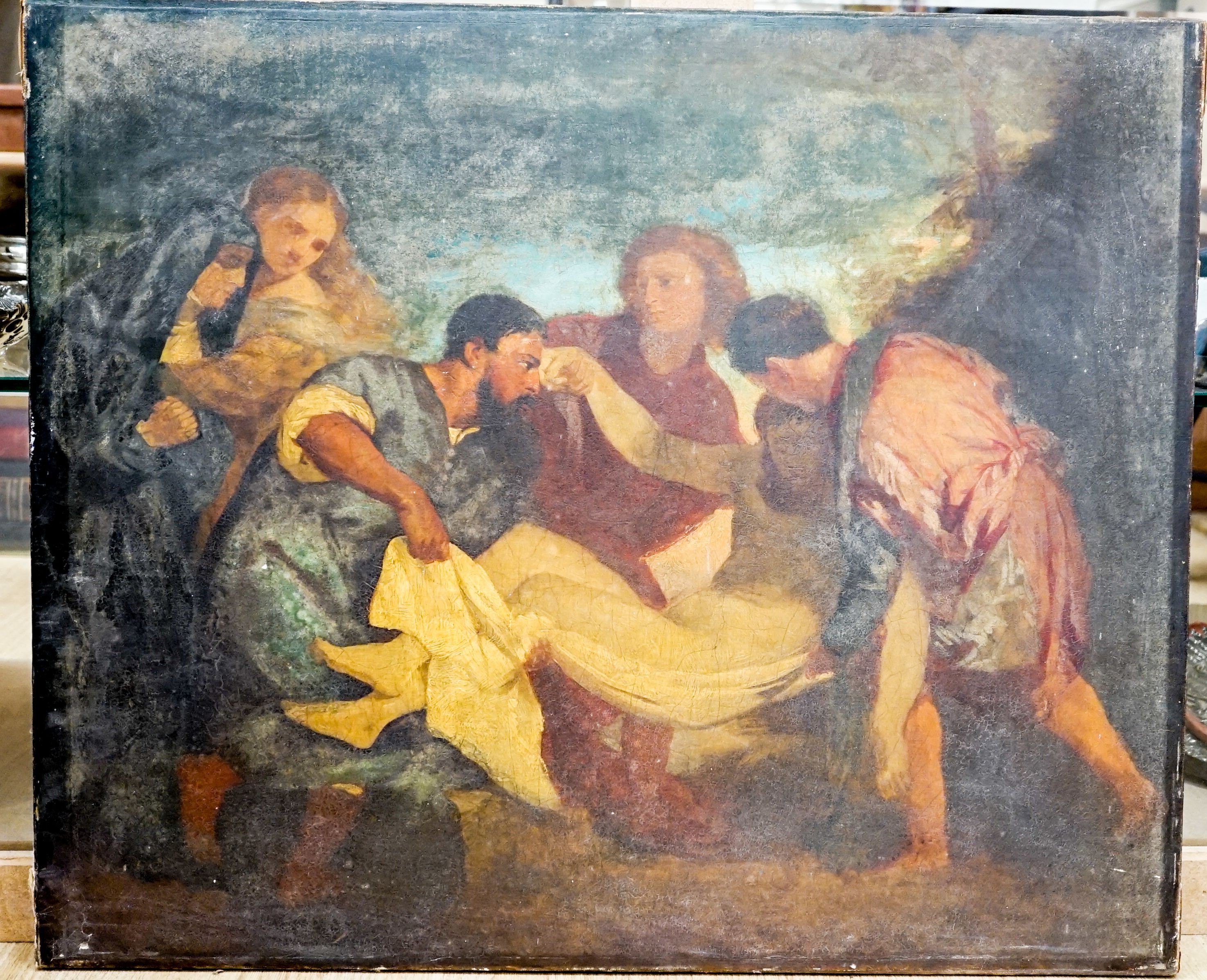 Old Master, oil on canvas, The entombment, 63 x 76cm. Unframed.